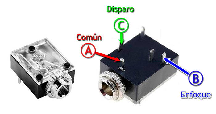 Conector Mini Jack Hembra, interno.